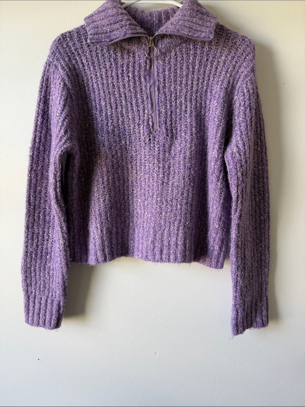Sincerly Jules Purple Ribbed Half-Zip Turtleneck Sweater XS